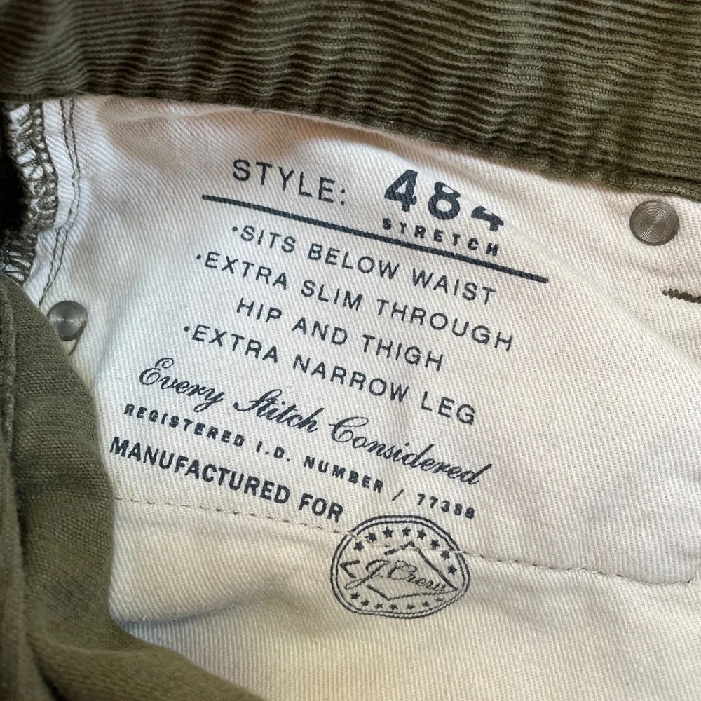 J Crew Mens Corduroy 484 Pants Size 30 x 30 Green Cords‎ Slim Leg Hip Thigh